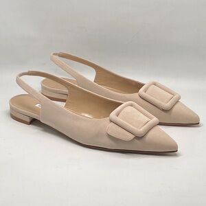 Manolo Blahnik Maylura Suede Slingback Flats size 37.5